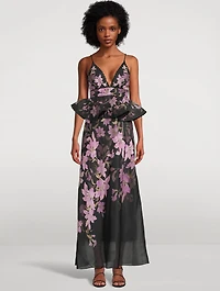 Dawning Peplum Maxi Dress Floral Print