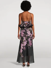 Dawning Peplum Maxi Dress Floral Print