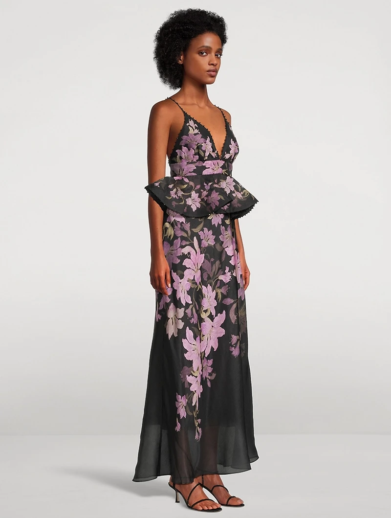 Dawning Peplum Maxi Dress Floral Print