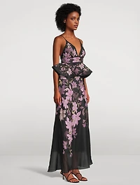 Dawning Peplum Maxi Dress Floral Print