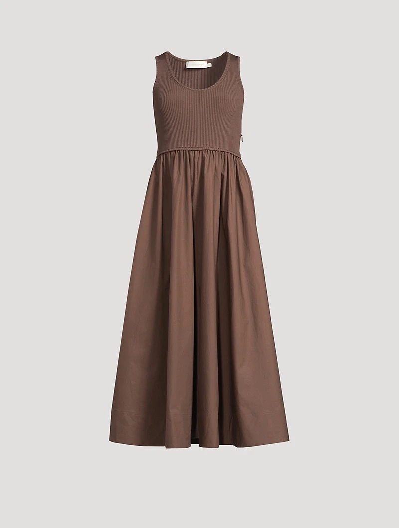 Mixed-Media Midi Dress