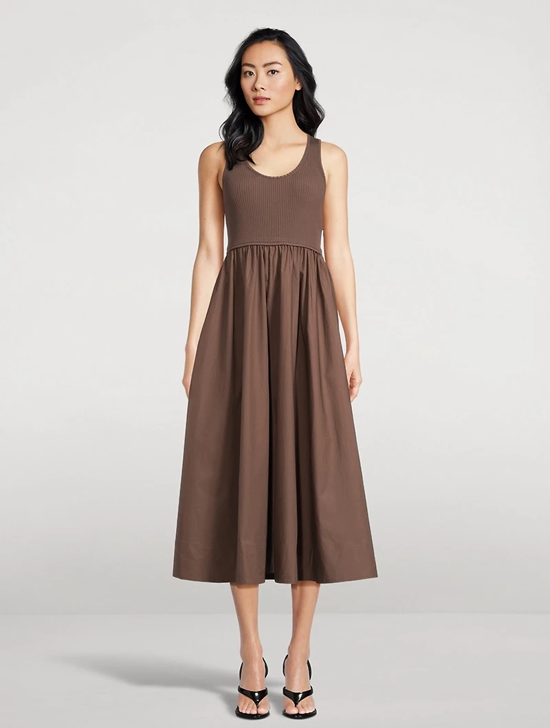 Mixed-Media Midi Dress
