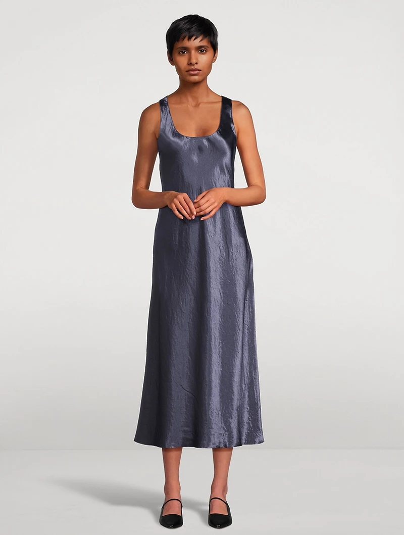 Bias Satin Midi Dress