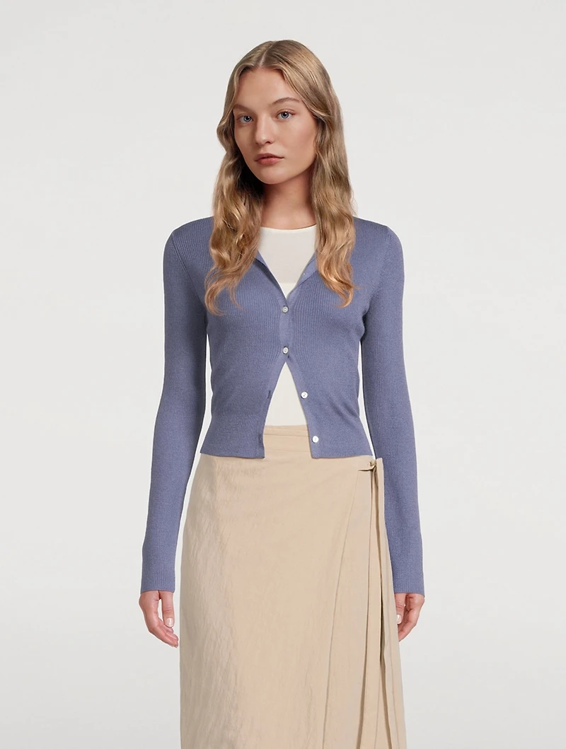 Ribbed Cashmere Silk Cardigan