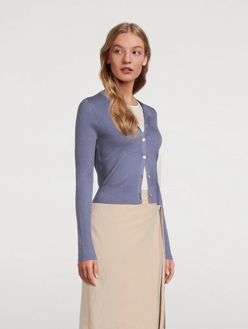 Ribbed Cashmere Silk Cardigan
