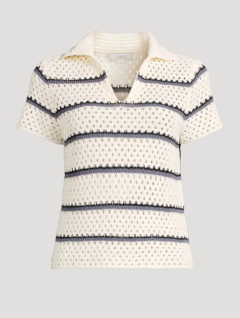 Macramé Polo Shirt Stripe Print