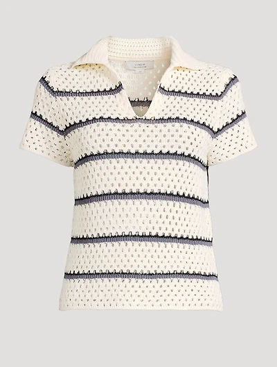 Macramé Polo Shirt Stripe Print