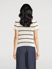 Macramé Polo Shirt Stripe Print