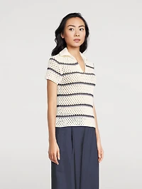 Macramé Polo Shirt Stripe Print