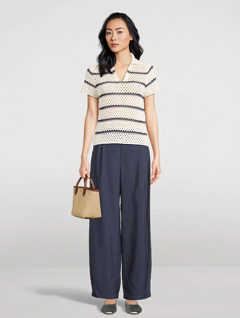 Macramé Polo Shirt Stripe Print