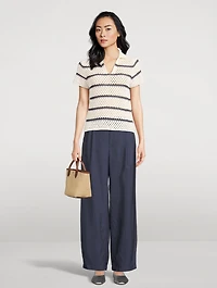 Macramé Polo Shirt Stripe Print