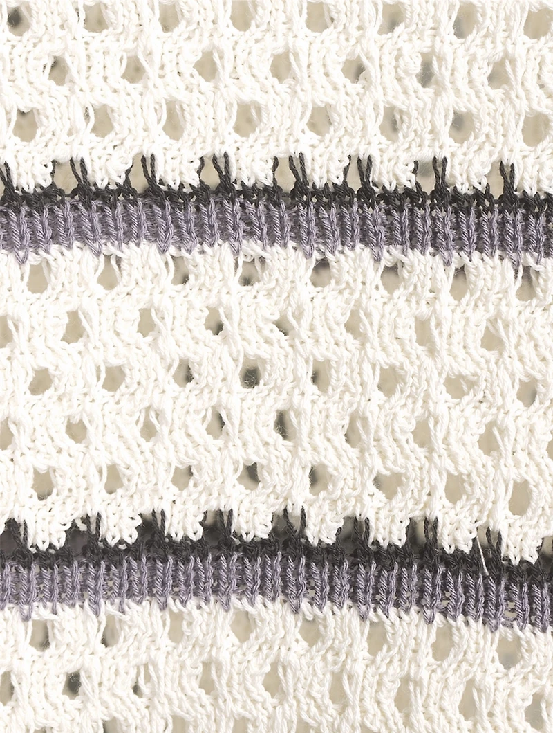 Macramé Polo Shirt Stripe Print