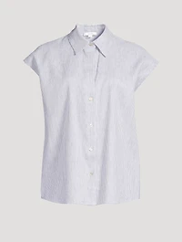 Linen Cotton Shirt Ticking Stripe Print