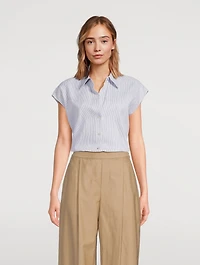 Linen Cotton Shirt Ticking Stripe Print