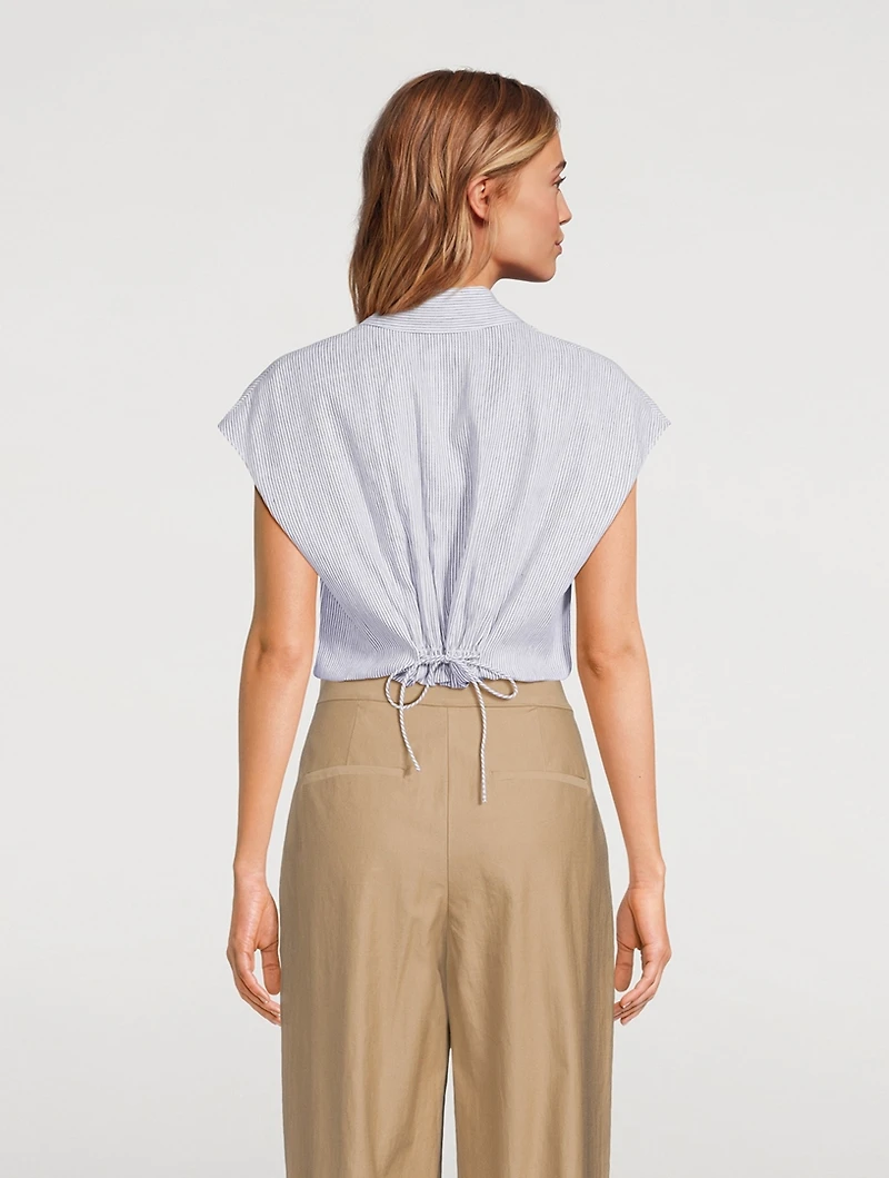 Linen Cotton Shirt Ticking Stripe Print