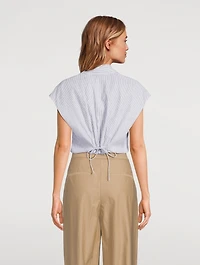 Linen Cotton Shirt Ticking Stripe Print