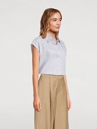 Linen Cotton Shirt Ticking Stripe Print