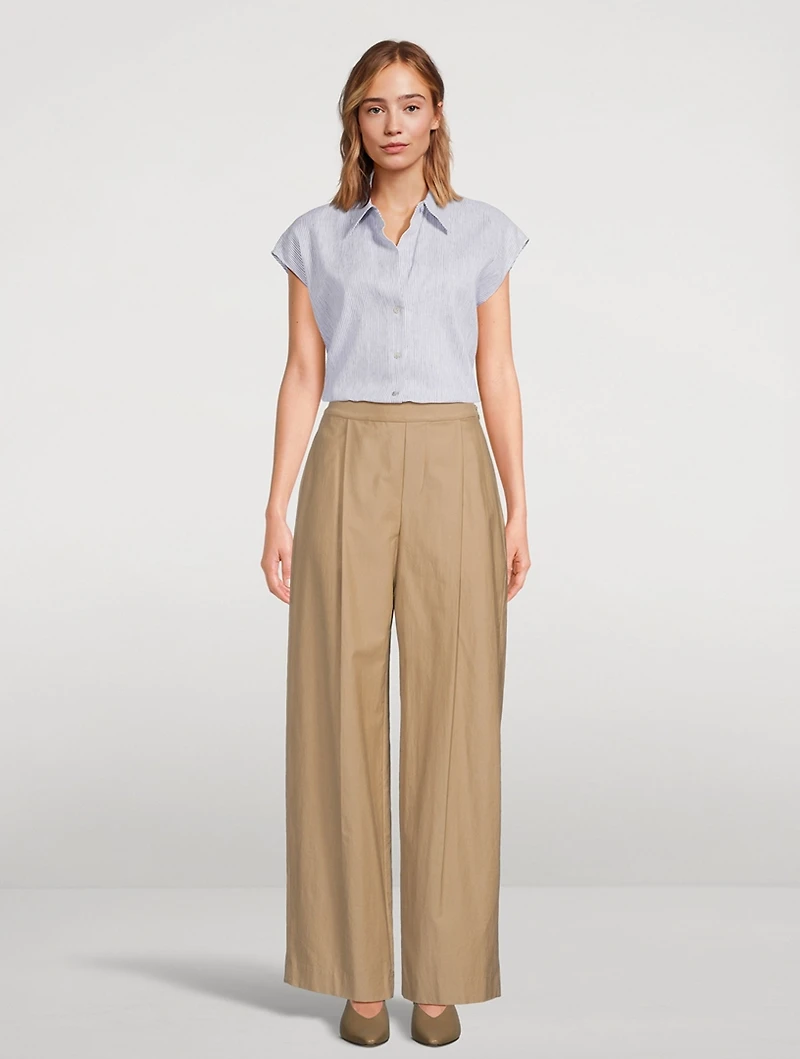 Linen Cotton Shirt Ticking Stripe Print