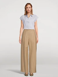Linen Cotton Shirt Ticking Stripe Print
