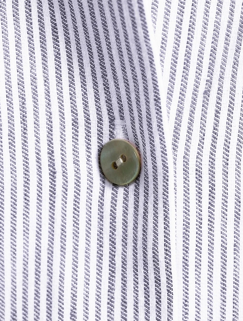 Linen Cotton Shirt Ticking Stripe Print