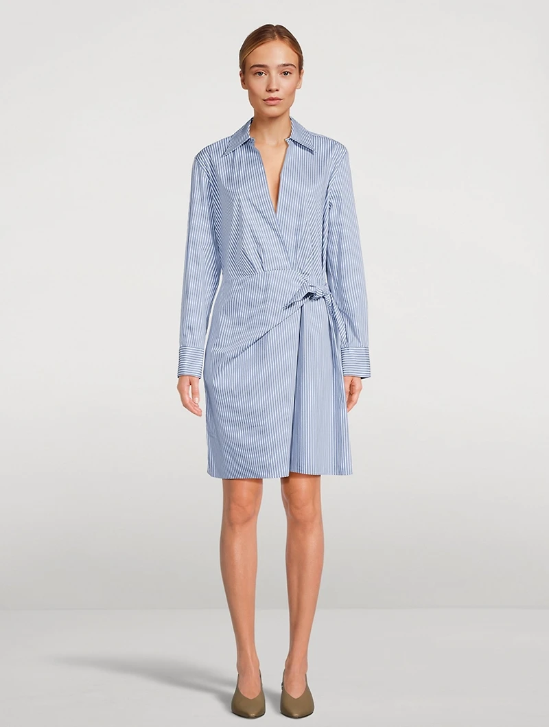 Wrap Dress Furrow Stripe Print