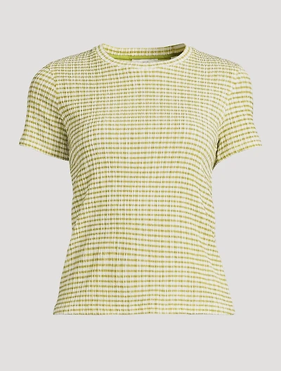 Smocked T-Shirt Check Print