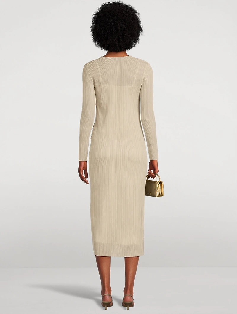 Plissé Midi Dress