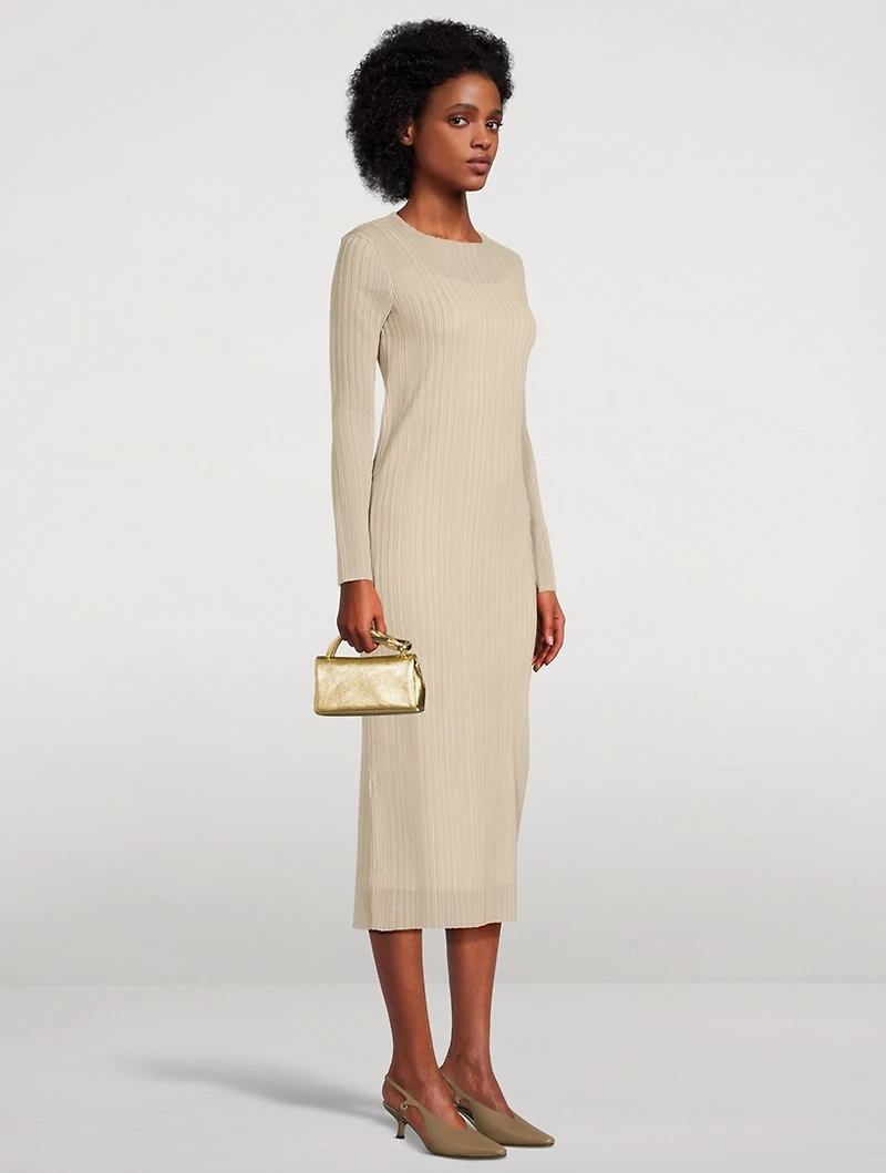 Plissé Midi Dress