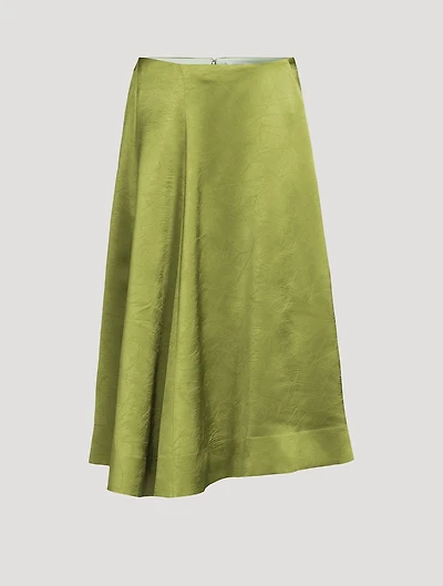 Draped Satin Midi Skirt