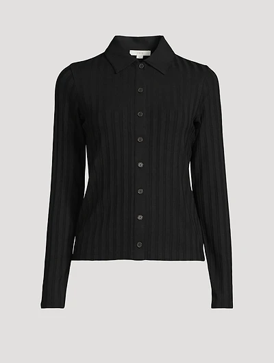 Ribbed Polo Cardigan