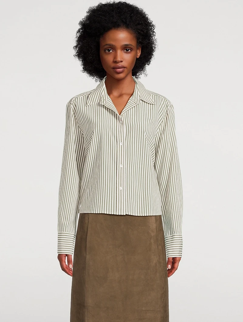 Cropped Shirt Till Stripe Print