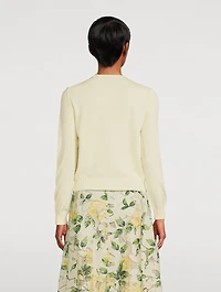 Rose-Embroidered Wool Cardigan