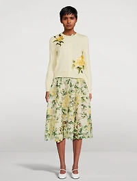 Rose-Embroidered Wool Cardigan