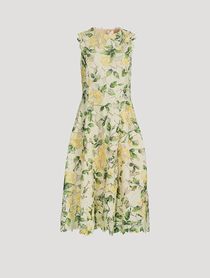 Floral Guipure Lace Midi Dress