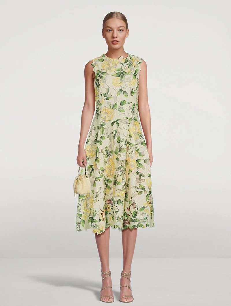 Floral Guipure Lace Midi Dress