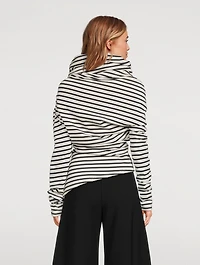 Cowlneck Jersey Top Stripe Print