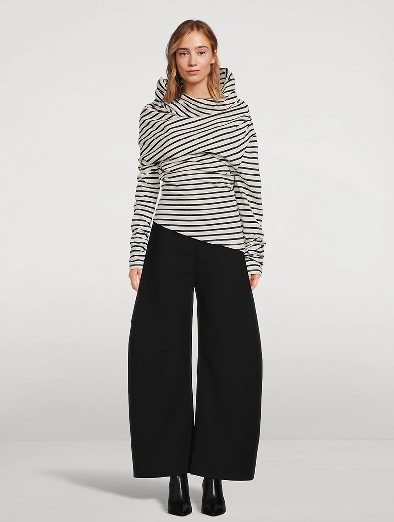 Cowlneck Jersey Top Stripe Print
