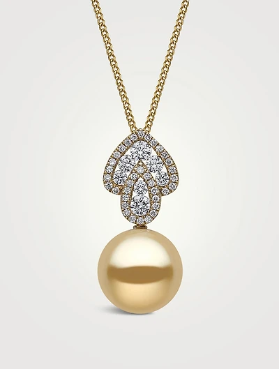 18K Gold Pearl And Diamond Necklace