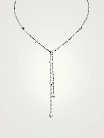 Trend 18K White Gold Pearl And Diamond Cluster Y Necklace