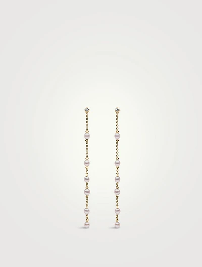 Trend 18K Gold Pearl And Diamond Drop Earrings