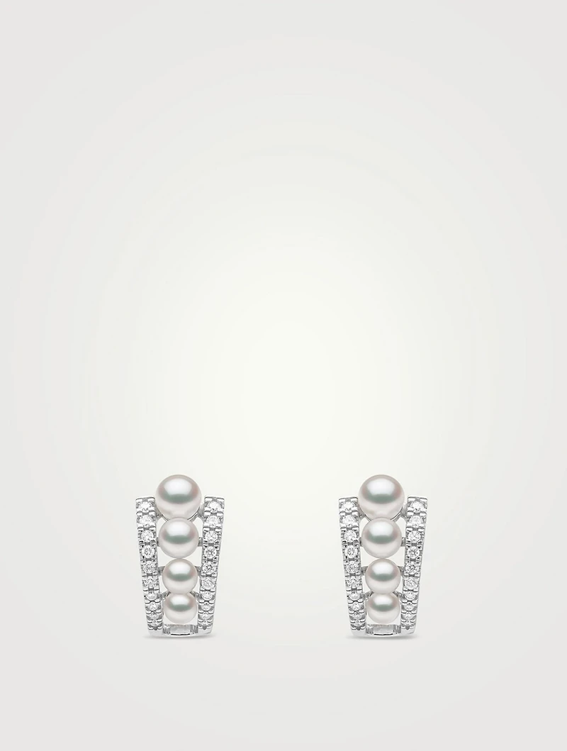Eclipse 18K White Gold Akoya Pearl And Diamond Dusk Earrings