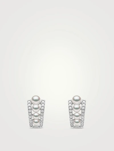 Eclipse 18K White Gold Akoya Pearl And Diamond Dusk Earrings