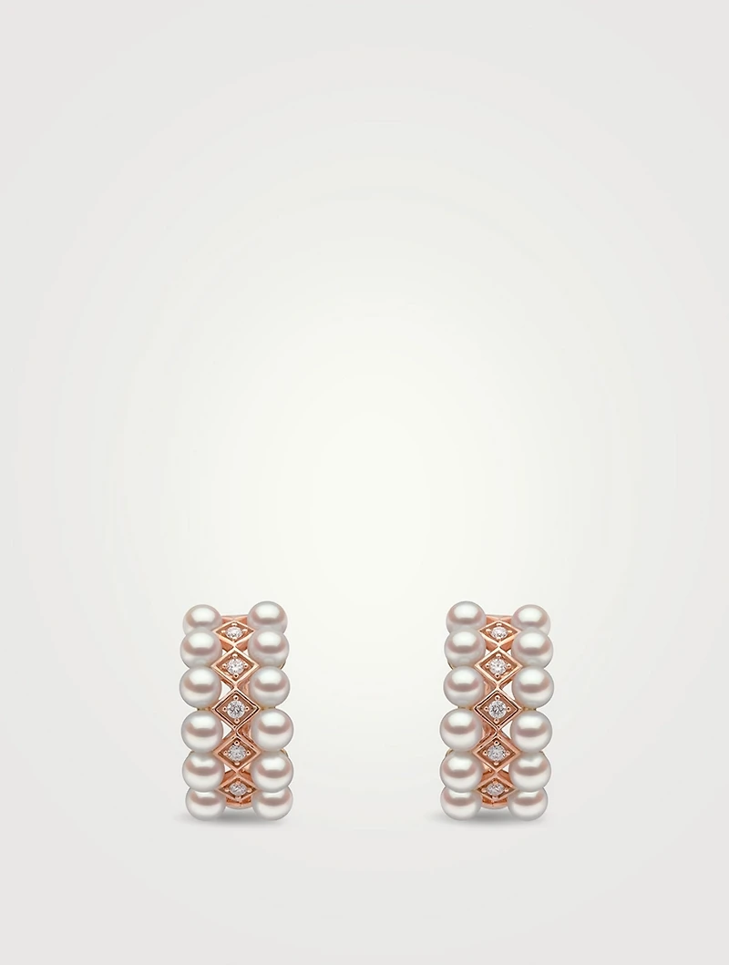 Eclipse 18K Rose Gold Akoya Pearl And Diamond Twilight Earrings