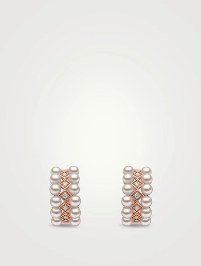 Eclipse 18K Rose Gold Akoya Pearl And Diamond Twilight Earrings