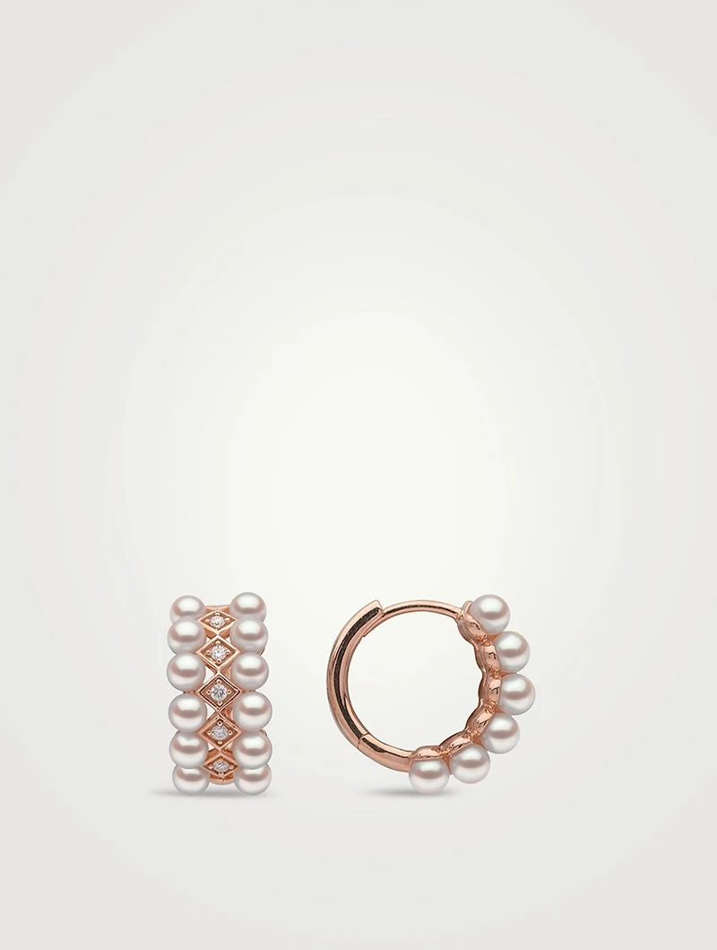 Eclipse 18K Rose Gold Akoya Pearl And Diamond Twilight Earrings