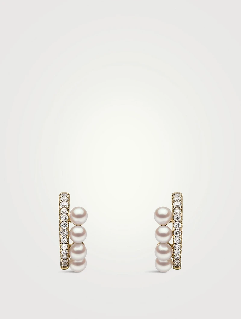 Eclipse 18K Gold Akoya Pearl And Diamond Lunar Earrings