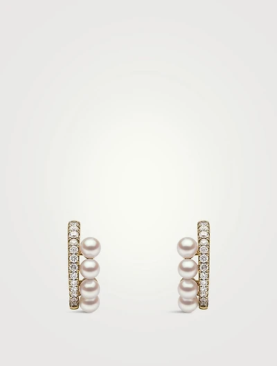 Eclipse 18K Gold Akoya Pearl And Diamond Lunar Earrings
