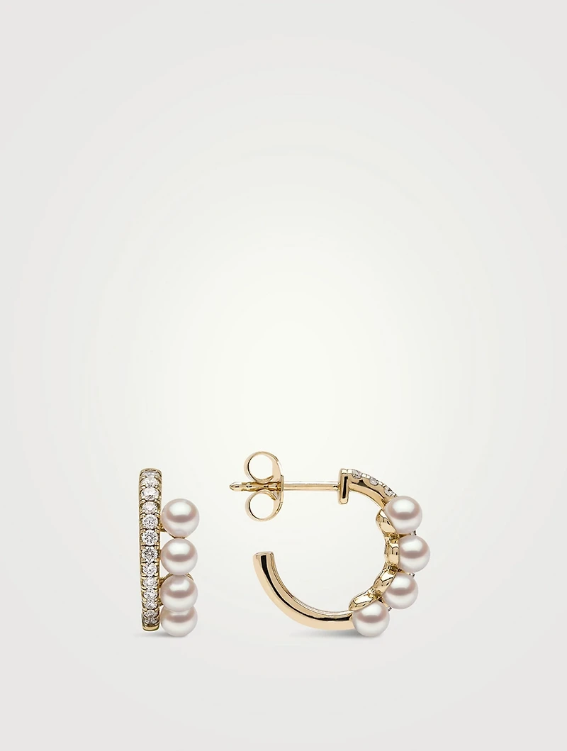 Eclipse 18K Gold Akoya Pearl And Diamond Lunar Earrings