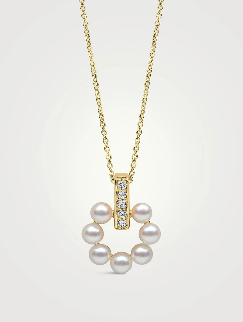 Eclipse 18K Gold Akoya Pearl And Diamond Necklace