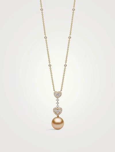 Starlight 18K Gold Pearl And Diamond Heart Necklace